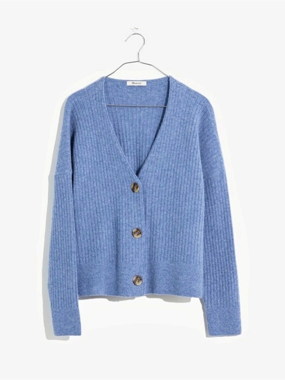NWT Madewell Heather Sky Cameron Ribbed Cardigan Sweater in Coziest Yarn